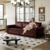 Pull Out Sofa Bed, 3 In 1 Convertible Sleeper Sofa With Nailhead Trim & Rolled Arm, Multi Functional Sofa Bed For Living Room, Bedroom, Apartment, Office - Burgundy - Image 7