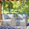 Patio Wicker Sofa Seating Group With Cushions, Weather Resistant - Gray Mix - Image 2