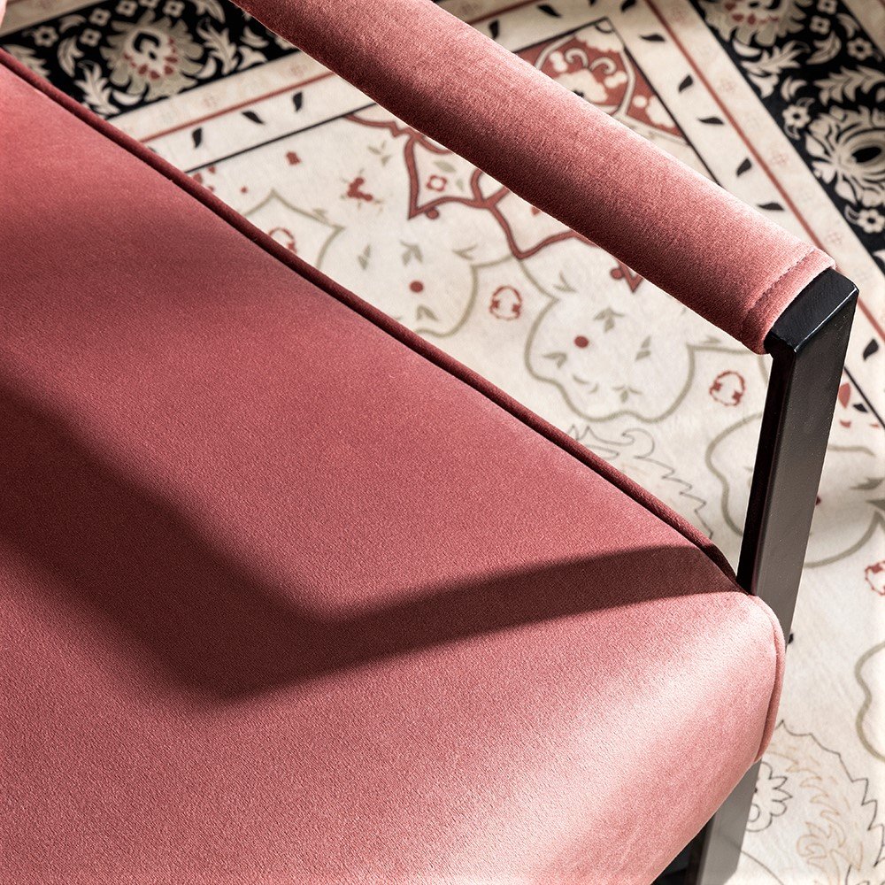 Classic Mid Century Modern Accent Chair With Durable Square Metal Frame, Armchair Upholstery - Rose - Image 5