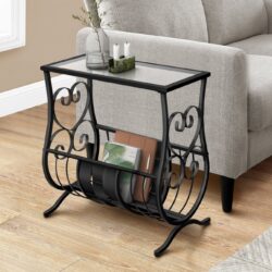 Accent Table Magazine Narrow For Living Room - Black