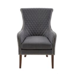 Heston - Accent Chair With Quilted Back And Nailheads - Gray