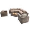 6 Person Seating Set With Cushions & Fire Pit - Gray - Image 6
