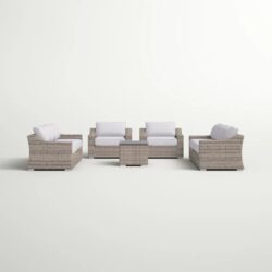 All Weather Wicker 8 Piece Patio Sectional Set With Cushions Modular Design - Gray Mix