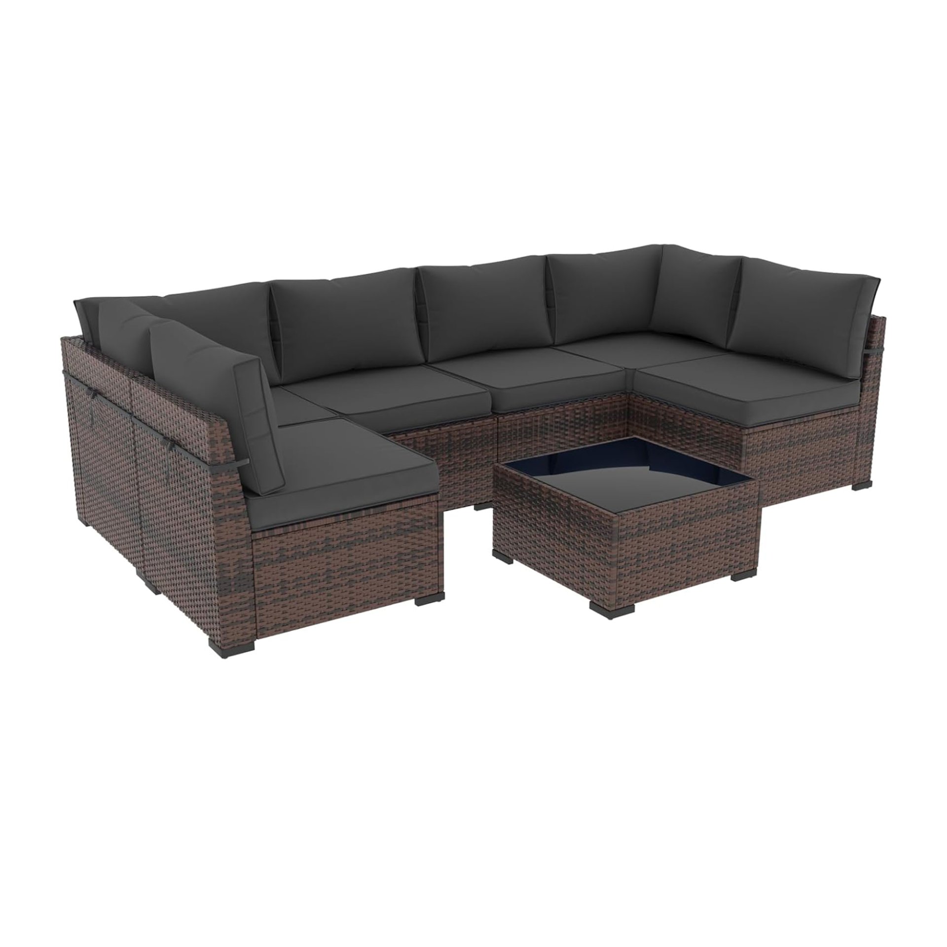 Cushion Covers For 7 Piece Wicker Sectional Sofa, 14 Pack Seat And Back Slipcovers With Zipper - Gray - Image 11