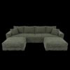 4 Seat Sofa, Deep Seat Couches With Soft Pillows And 2 Ottomans, Convertible Sofa Lounge Chair, For Living Room - Green - Image 19