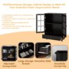 Buffet Cabinet With Double Glass Doors And Drawer, Storage Sideboard - Black - Image 12