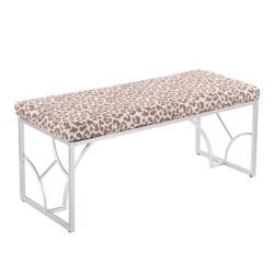 Constellation - Contemporary Bench - Silver / Beige Leopard