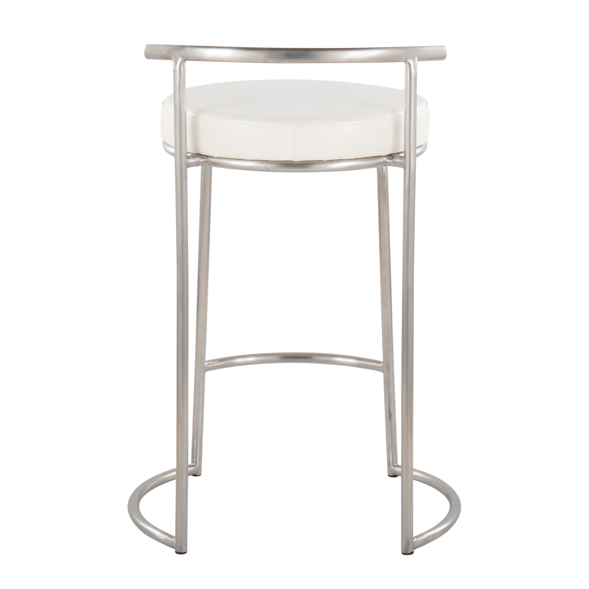 Fuji - Round Contemporary Fixed Height Counter Stool (Set of 2) - White - Image 5