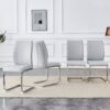 Luxury Simple Arch Chair (Set of 4) Light Material Dining Chair With Arched Metal Leg - Light Gray / Silver - Image 4