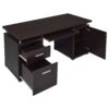 Office Computer Desk With 2 Drawers, Adjustable Shelf, Slide Out Keyboard Tray - Cappuccino - Image 6