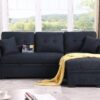 Sectional Sofa Bed L Shaped Sofa Couch Bed With USB Port, Reversible Sofa Sleeper With Pull Out Bed, Chaise With Storage, Pull Out Couch For Living Room - Black - Image 9