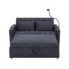Convertible Sofa Bed Loveseat Sofa With Three USB Ports, Two Side Pockets, Two Cup Holders And 360° swivel Phone Holder For Living Room - Blue Gray - Image 14