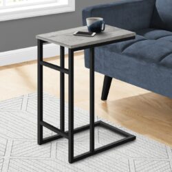 Accent Table, C - Shaped, Contemporary And Modern - Gray / Black
