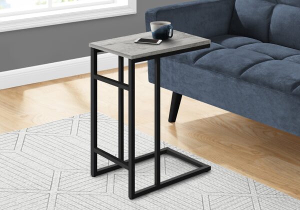 Accent Table, C - Shaped, Contemporary And Modern - Gray / Black