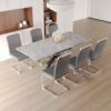 Elegant Extendable Dining Table Set With C Shaped Tube Chairs - Gray - Image 11