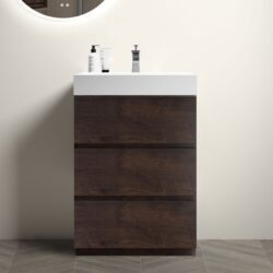 Alice - 24" Bathroom Vanity With Sink, Large Storage Freestanding Bathroom Vanity For Modern Bathroom, One-Piece Sink Basin Without Drain And Faucet - White / Walnut