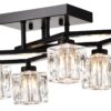 6 Light Crystal Ceiling Light For Dining Room, Modern Ceiling Lamp With Light Fixture For Farmhouse Entryway Living Room (6*G9 Bulbs Included) - Matte Black - Image 16
