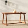 Contemporary Solid Wood Slat Top Patio Dining Table - Black Wash - Image 4