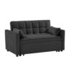 Modern Convertible Velvet Loveseat Futon Sofa With Sleeper Bed Function - Black - Image 11