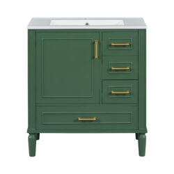 30" Bathroom Vanity Set With Soft Close Doors And Handles - Green