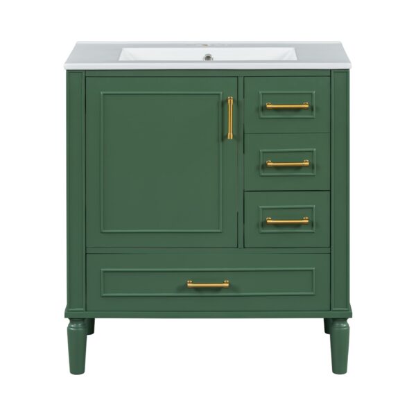 30" Bathroom Vanity Set With Soft Close Doors And Handles - Green