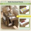 Vintage End Table Flip Top Side Table With USB Ports, 1 Multifunctional Drawer With Cup Holders, Sofa Couch Table With Bookshelf For Living Room And Small Space - Brown - Image 10