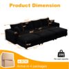 4 Seat Sofa, Deep Seat Couches With Soft Pillows And 3 Ottomans, Convertible Sofa Lounge Chair, For Living Room - Black - Image 10