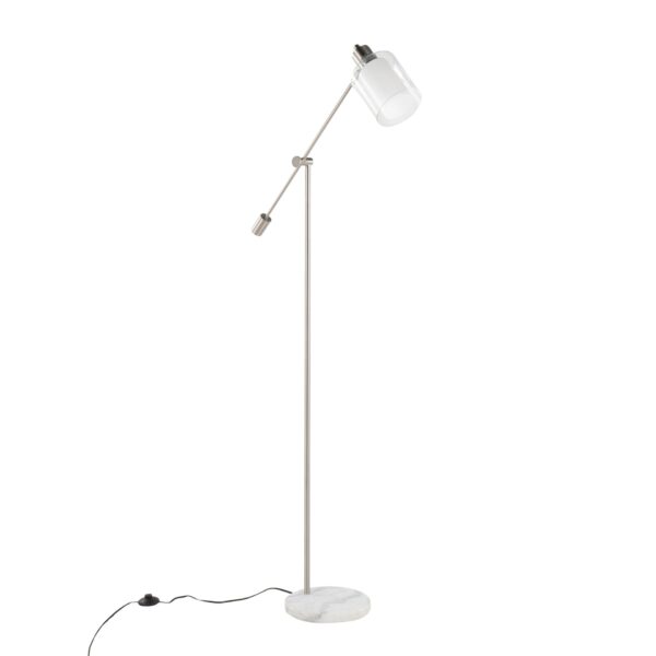 Marcel - Contemporary / Glam Floor Lamp - Nickel / Clear / Frosted