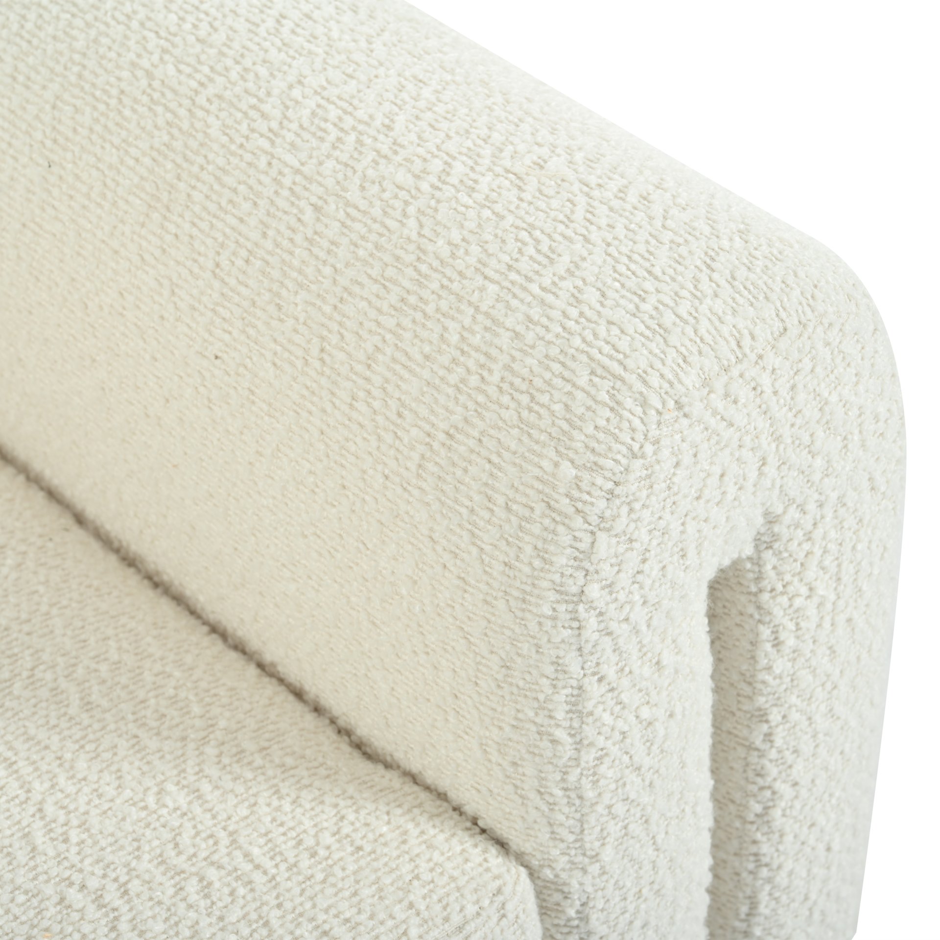 Modern Boucle Upholstered Accent Chair Luxurious Comfort & Sturdy Support, Solid Wood Frame - Ivory - Image 16