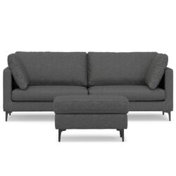Ava - Mid Century Sofa With Ottoman Set - Dark Gray