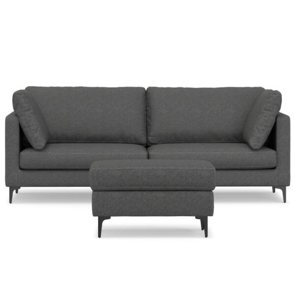 Ava - Mid Century Sofa With Ottoman Set - Dark Gray