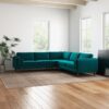 Amber - Velvet Corner Sectional Sofa - Teal - Image 17