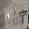 12" Wall Mounted Square Shower System With Waterfall Tub Spout And Rough In Valve - Brushed Nickel - Image 5