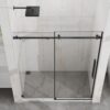 Frameless Sliding Shower Door 60" X 72", Clear Tempered Glass With Easy Clean Coating Hardware - Matte Black - Image 11