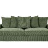 Luxe Corduroy Sofa With 5 Matching Toss Pillows, Sleek Design, Spacious And Comfortable 3 Seater Couch - Dark Green - Image 4