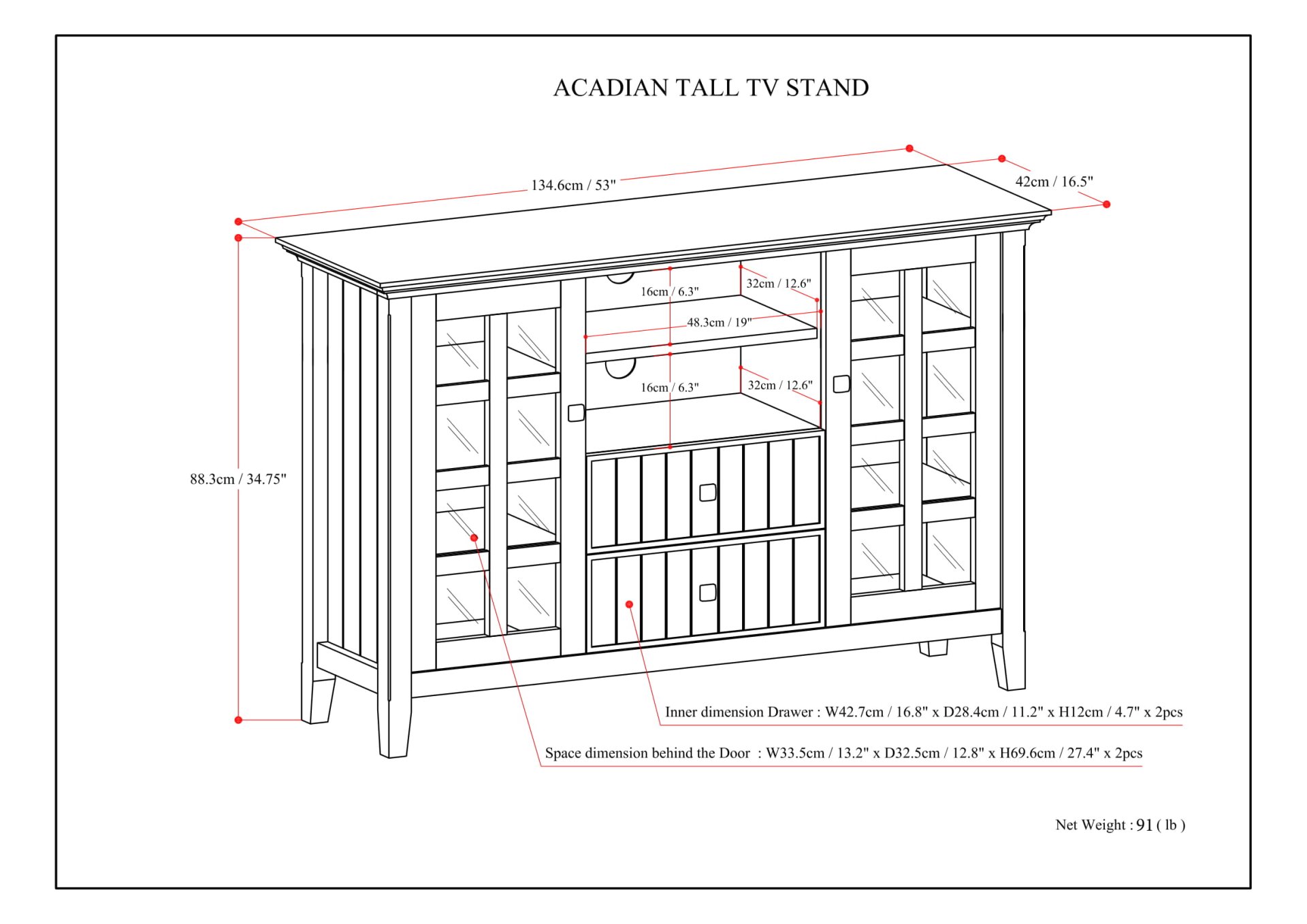 Acadian - Tall TV Media Stand - Black - Image 7