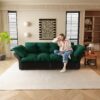 Queen Pull Out Sofa Bed, 3 In 1 Convertible Sleeper Tufted Sofa With 2 Soft Pillows - Green - Image 10