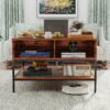 Rustic Flip Top Coffee Table With Hidden Storage - Black / Brown - Image 12