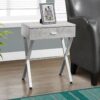 Accent Side Table, Storage Drawer, Convenient Design - Gray - Image 7