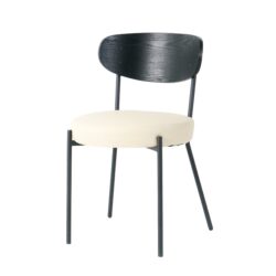 Modern Bentwood Dining Chair, Metal Legs, Ash Veneer Back, (Set of 2) - Cream