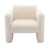 Modern Accent Chair Lambskin Sherpa Fabric Upholstered Comfy Reading Armchair With Pillow - Cream - Image 13