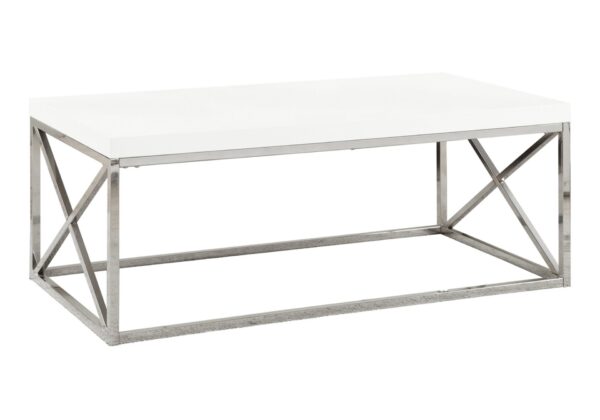 Glossy Coffee Table Rectangular For Living Room - White
