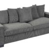 Luxe Corduroy Sofa With 5 Matching Toss Pillows, Sleek Design, Spacious And Comfortable 3 Seater Couch - Gray - Image 3