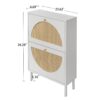 2 Door Shoe Rack, Rattan, Double Layer, Suitable For Living Room, Hallway - White - Image 3