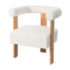 Mid-Century Modern Barrel Accent Chair, Upholstered Kitchen & Dining Room Chairs With Arms, Teddy Velvet Boucle Accent Chairs Side Chairs For Kitchen Living Room Bedroom - White - Image 8