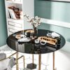 36" Round Tempered Glass Table Top Black Glass 1 / 4" Thick Round Polished Edge - Black - Image 5
