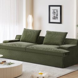 Nimbus - Oversized Full Foam 4 Seater Couch For Living Room Upholstered In Soft Corduroy, Wide Armrests - Green
