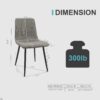 Modern Upholstered Dining Chairs (Set of 4) With Linen Cushion Seat And Sturdy Metal Legs - Light Gray - Image 3