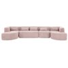 Modern Upholstered L Shape Sofa With 2 Chaise Lounges And Five Back Pillows Boucle Fabric - Pink - Image 11