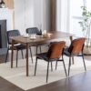 Dining Chairs Mid-Century Modern Retro Faux Leather Chair With Walnut Bentwood Back Upholstered Seat Metal Legs Adjustable Foot For Kitchen Dining Room Chairs (Set of 2) - Black - Image 18